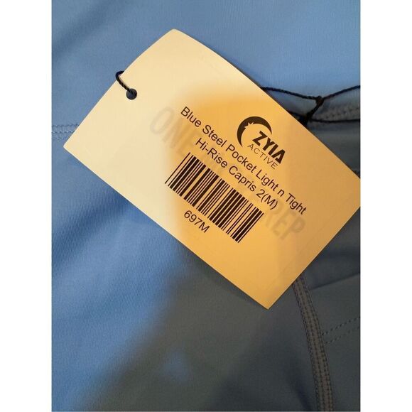 NWT Zyia Active Blue Steel Pocket Light n Tight Hi-rise Capris Sz M Athletic Pan - Picture 10 of 10